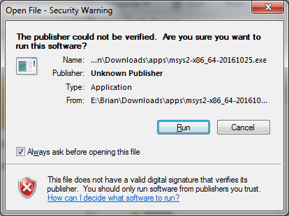 OpenFile security Warning